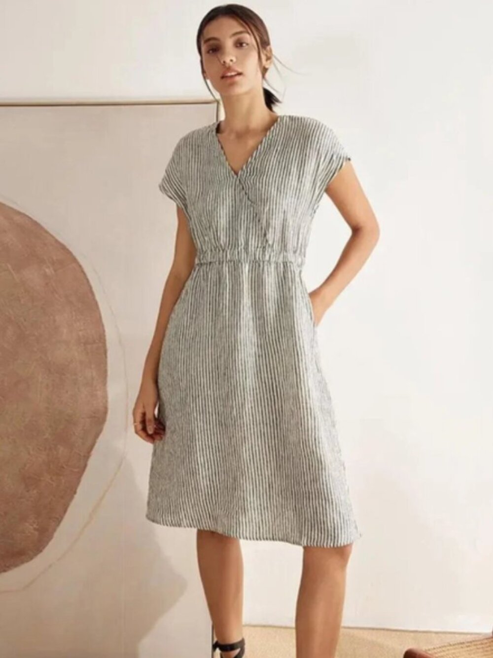 Lintico Striped Elastic Waist Dress